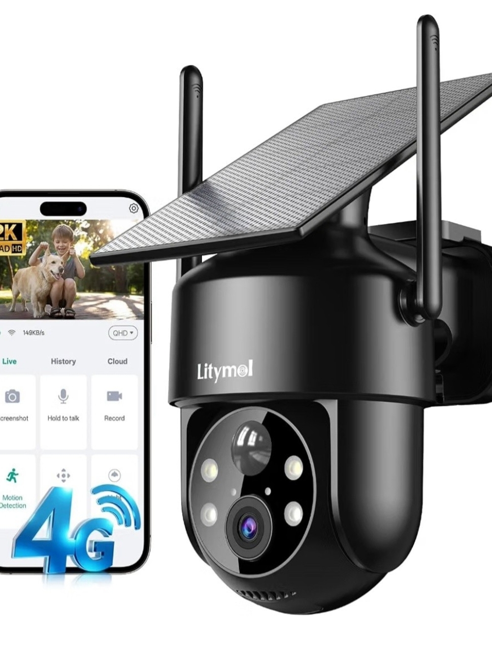 Amazon Black Outdoor Solar 4G Wi‑Fi Security Camera